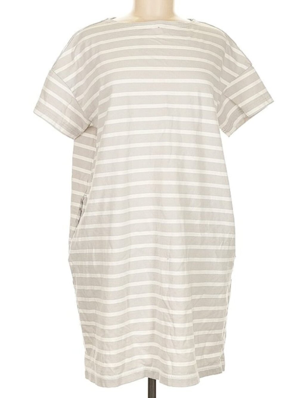 Muji Short Sleeve Stripe T-Shirt Dress with Pockets M-L